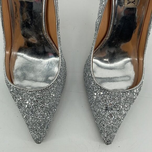 BADGLEY Mischka glitter sparkly silver pump high heel New Years Christmas party - Picture 4 of 16